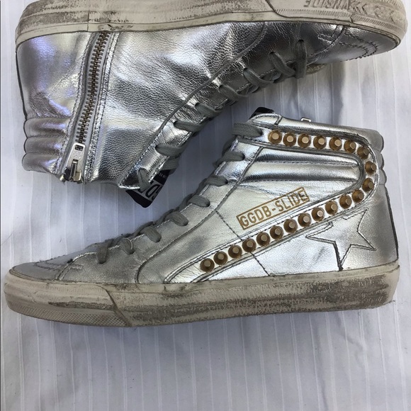 SOLD‼️GOLDEN GOOSE FRANCY SILVER STUDDED SNEAKERS - Picture 2 of 7